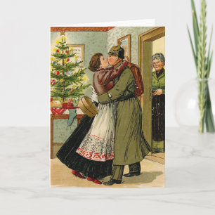 Retro Vintage German Soldier Christmas Holiday Card