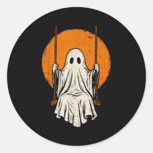 Retro Vintage Ghost Swing Halloween Costume Men Wo Classic Round Sticker