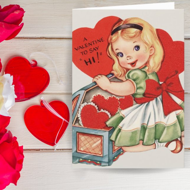 Retro Vintage Girl Custom Valentine's Day Holiday Card (Creator Uploaded)
