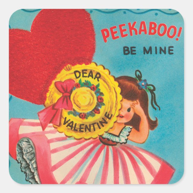 Retro Vintage girl Valentine Holiday sticker (Front)