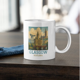 Retro Vintage Glasgow Scotland Cityscape Travel Coffee Mug