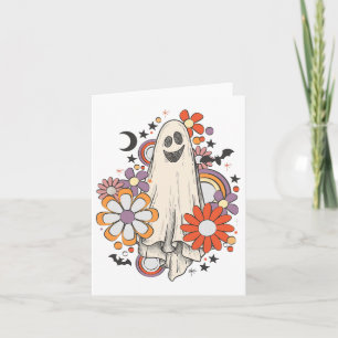 Retro Vintage Gnoovy Halloween Colours Flower Ghos Card