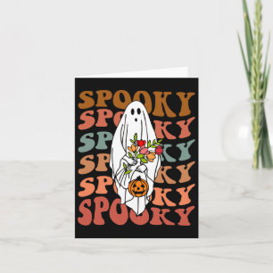 Retro Vintage Gnoovy Halloween Spooky Flower Ghost Card