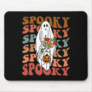 Retro Vintage Gnoovy Halloween Spooky Flower Ghost Mouse Mat