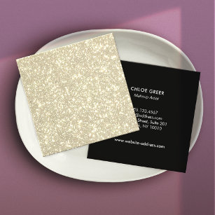 Retro Vintage Gold Glitter Beauty Salon Square Business Card