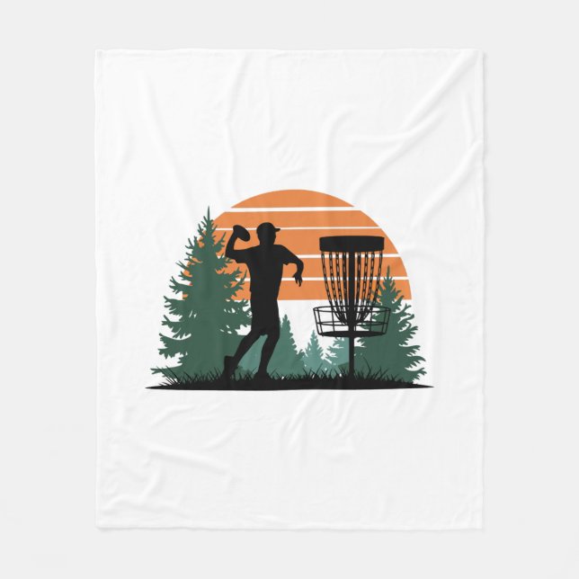 Retro Vintage Golf Disc Playing Fleece Blanket (Front)