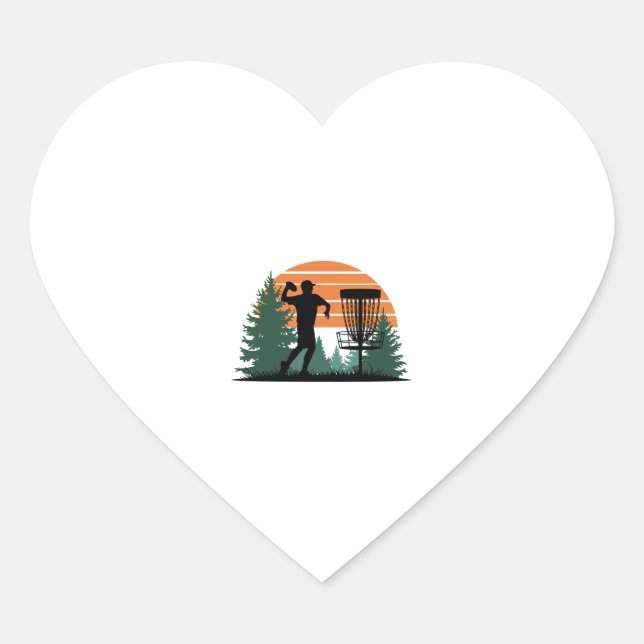 Retro Vintage Golf Disc Playing Heart Sticker (Front)