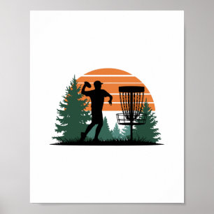 Retro Vintage Golf Disc Playing Poster