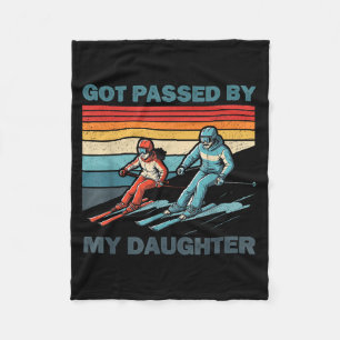 Retro vintage got passed by daughter funny skiing fleece blanket