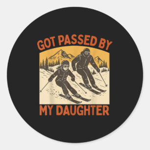 Retro Vintage Got Ped By My Daughter Funny Skiing  Classic Round Sticker