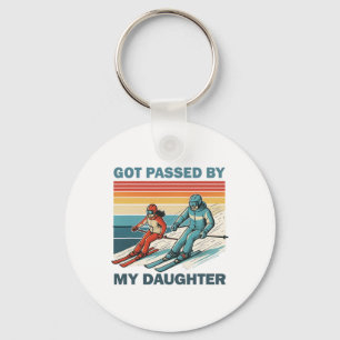 Retro Vintage Got Ped By My Daughter Funny Skiing  Key Ring