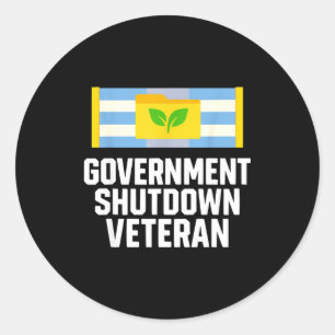 Retro Vintage Government Shutdown Veteran  Classic Round Sticker