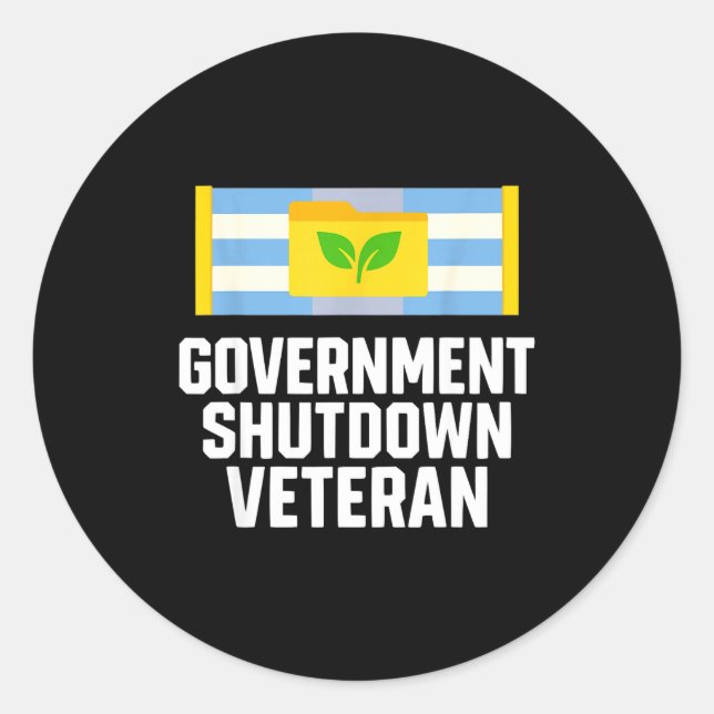 Retro Vintage Government Shutdown Veteran  Classic Round Sticker (Front)