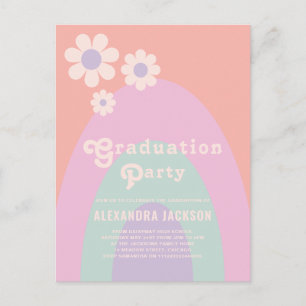 Retro Vintage Graduation Party Pastel Invitation Postcard