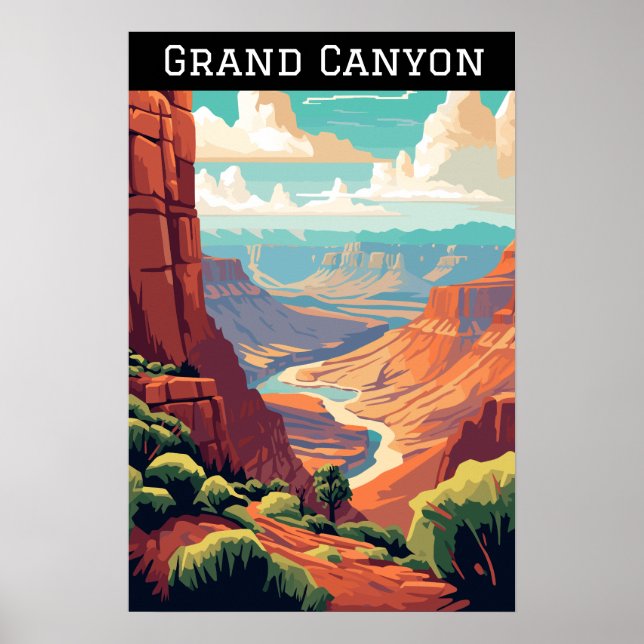 Retro Vintage Grand Canyon National Park Arizona  Poster (Front)