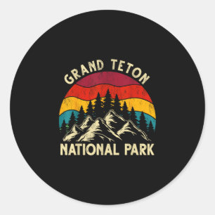 Retro vintage graphic grand teton national park classic round sticker
