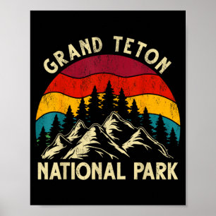 Retro vintage graphic grand teton national park poster