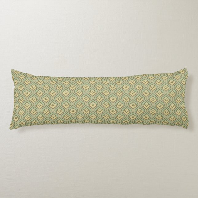 Retro vintage green and yellow pattern body cushion (Front)