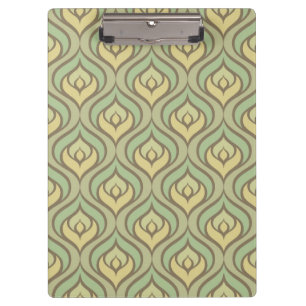 Retro vintage green and yellow pattern clipboard