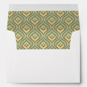 Retro vintage green and yellow pattern envelope