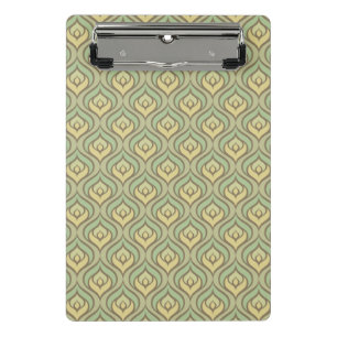 Retro vintage green and yellow pattern mini clipboard
