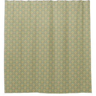 Retro vintage green and yellow pattern shower curtain