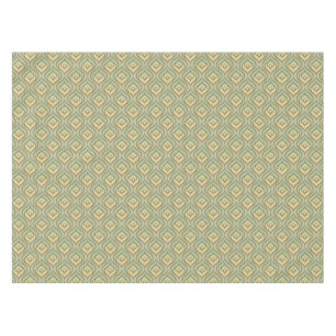 Retro vintage green and yellow pattern tablecloth