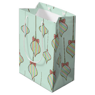 Retro Vintage Green Christmas Ornaments Gift Bag