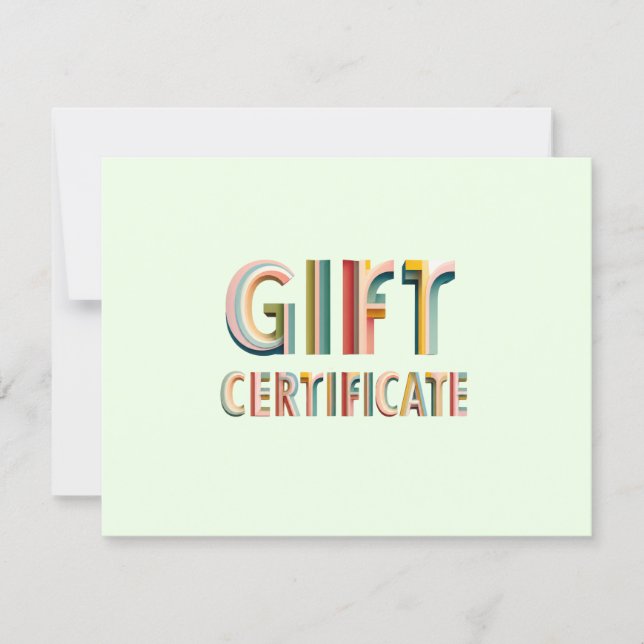 Retro Vintage Green Gift Certificate (Front)