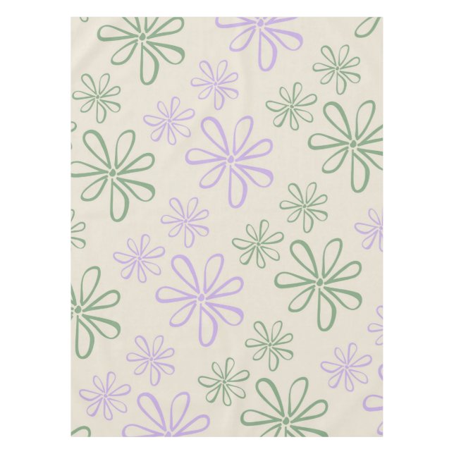 Retro Vintage Green Purple Small Flower Pattern Tablecloth (Front)