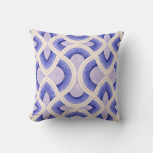 Retro Vintage Groovy Pattern In Shades of Cerulean Cushion