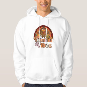 Retro Vintage Groovy Thankful Vibes Turkey Fall Th Hoodie