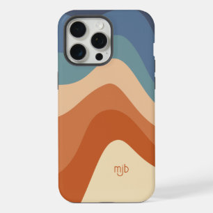 Retro Vintage Groovy Wave Stripes with Monogram iPhone 15 Pro Max Case