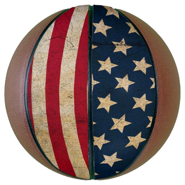 Retro Vintage Grunge American Flag Basketball (Vertical)