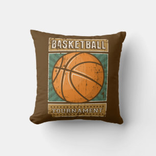 Retro Vintage Grunge Brown Blue Basketball Cushion