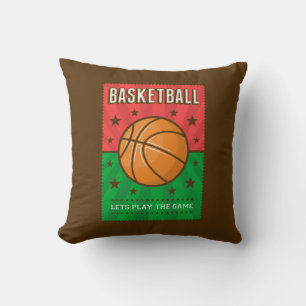 Retro Vintage Grunge Pink Green Basketball Cushion