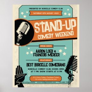 Retro Vintage Grunge Stand Up Comedy Show  Poster