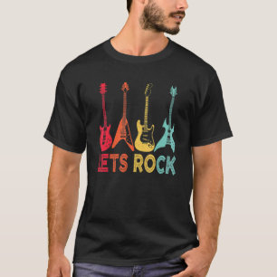 Retro Vintage Guitar Player Lets Rock Men Women Gu T-Shirt