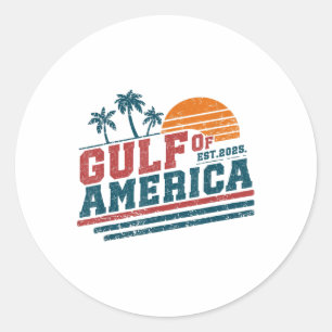 Retro Vintage Gulf Of Us America 2025 American 5th Classic Round Sticker