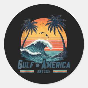 Retro Vintage Gulf Of Us America 2025 American Fla Classic Round Sticker