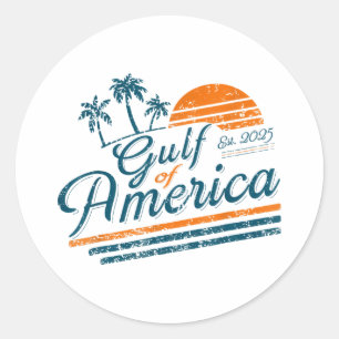 Retro Vintage Gulf Of Us America 2025 American Fla Classic Round Sticker