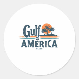 Retro Vintage Gulf Of Us America 2025 American Fla Classic Round Sticker