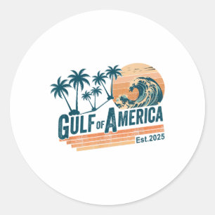 Retro Vintage Gulf Of Us America 2025 American Fla Classic Round Sticker