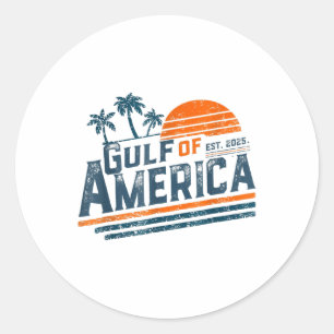 Retro Vintage Gulf Of Us America 2025 American Fla Classic Round Sticker