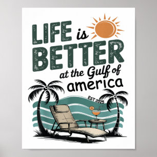 Retro Vintage Gulf Of Us America 2025 American Fla Poster