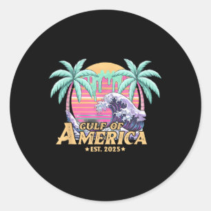 Retro Vintage Gulf Of Us America 2025 American Gif Classic Round Sticker
