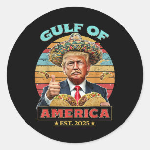Retro Vintage Gulf Of Us America 2025 Mexico Fiest Classic Round Sticker
