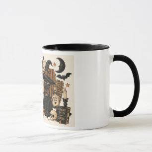 Retro Vintage Halloween Black Cat Witch Hat Spooky Mug