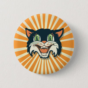 Retro Vintage Halloween Cat 6 Cm Round Badge