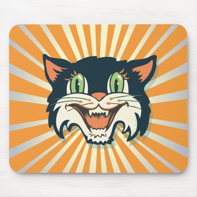 Retro Vintage Halloween Cat Mouse Mat (Front)